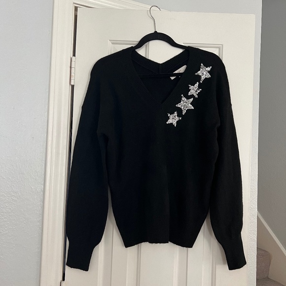 Loft Shimmer Star V-Neck Sweater - Picture 2 of 5
